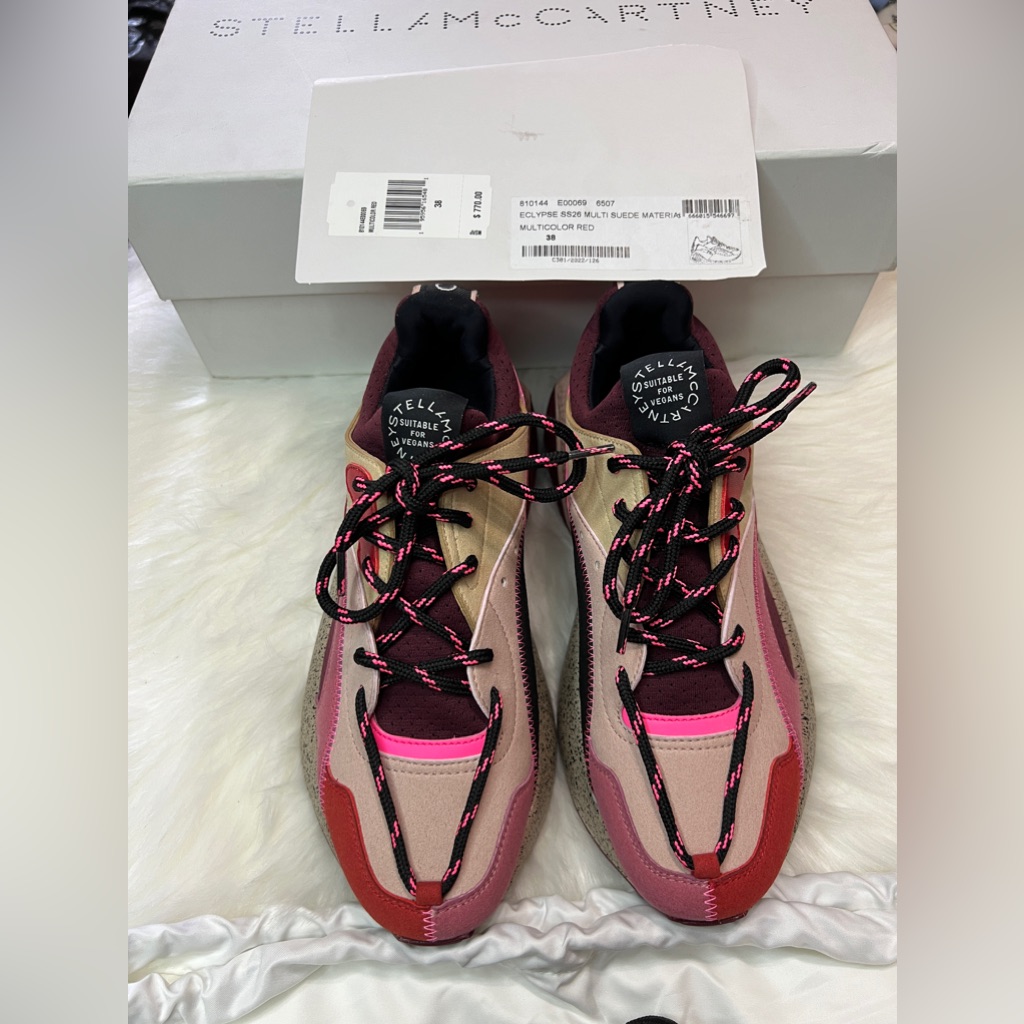 Stellar Mccartney Eclypse Sneakers In Bordeaux Suede And Leather In Multicolor
